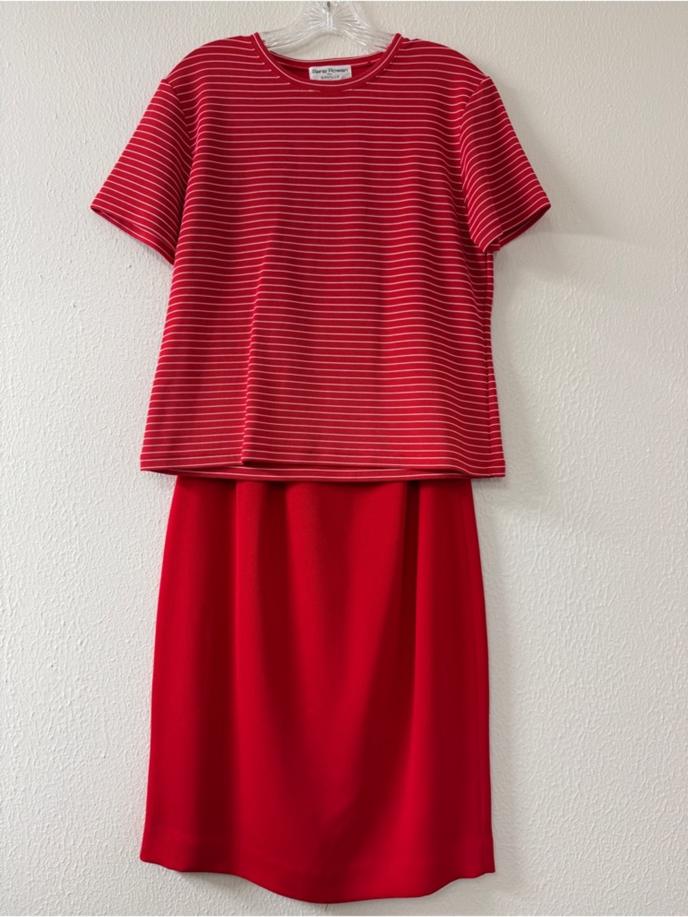Rena Rowan Red & White Striped Two-Piece Skirt Set